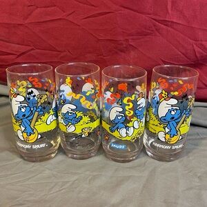 Vintage 1983 Peyo Smurfs Harmony Musician Smurf 16oz Drinking Glass